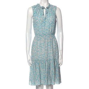 Rebecca Taylor silk batik floral dress blue turquoise 0